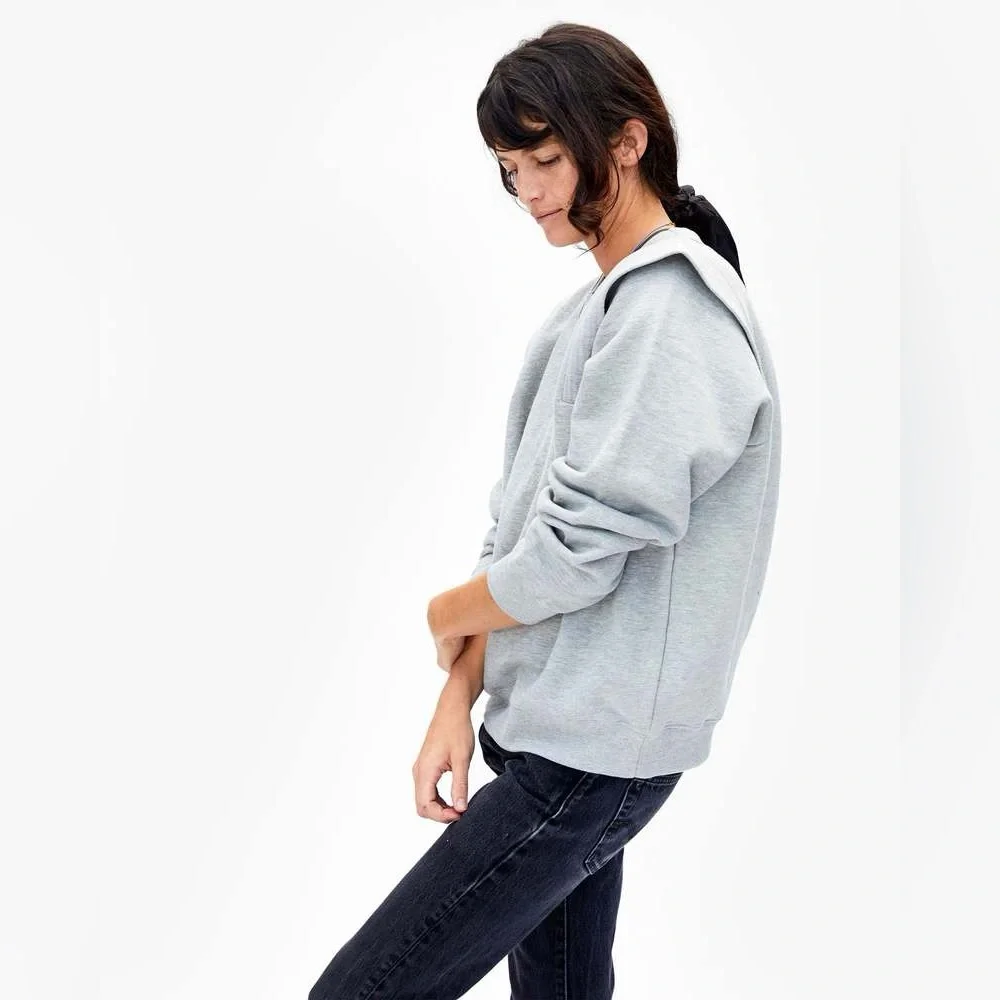 Clare V Channel Quilted Sweatshirt Grey Size XL - Picture 3 of 11